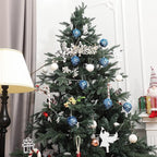 Jetec 8 Pieces Christmas Ornaments Glitter Christmas Tree Hanging Decoration Decorative Artificial Pine Cones Flowers Hanging Ornaments for Winter Wreath Holiday Decor(Blue)