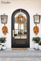 Decorative Teardrop Swag for Front Door, Artificial Wall Swags with Wheat & Pine Cones & Pine Needle for Home Porch Wall Window Halloween Christmas Indoor Outdoor Decor