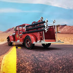 Truck Model Retro Fire Diecast Metal Miniature Vehicles Large Fire Fighting Truck Decor Home Antique Truck Decor Automotive Decor 16.4'' Long…