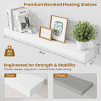Fun Memories Floating Shelves for Room Wall, 36 Inch Long Shelf Set of 2， Hanging Wood Shelves for Storage & Display, White