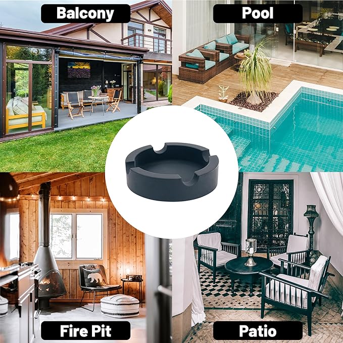 Outdoor Cigar Ashtrays Unbreakable Large Round Ring Gauge Silicone Ashtrays for Patio/Outside/Indoor/Home Decor with 4 Rest Cigar Holder Ash Tray Minimalistic