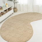 JONATHAN Y Bean Grid Handwoven Wool Beige/Light Brown Shaped Indoor Area Rug, 8x10, Modern, Plaid, Easy-Cleaning for Living Room, Bedroom, Kitchen, Pet Friendly, Non-Shedding (GST104A-8)