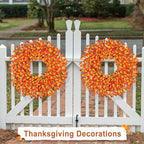 26 Inch Fall Wreaths for Front Door Outside，Realistic Autumn Wreath Outdoor，Large Halloween Thanksgiving Artificial Flowers Wreath，Fall Decorations for Home Front Porch Yard Window Farmhouse Decor