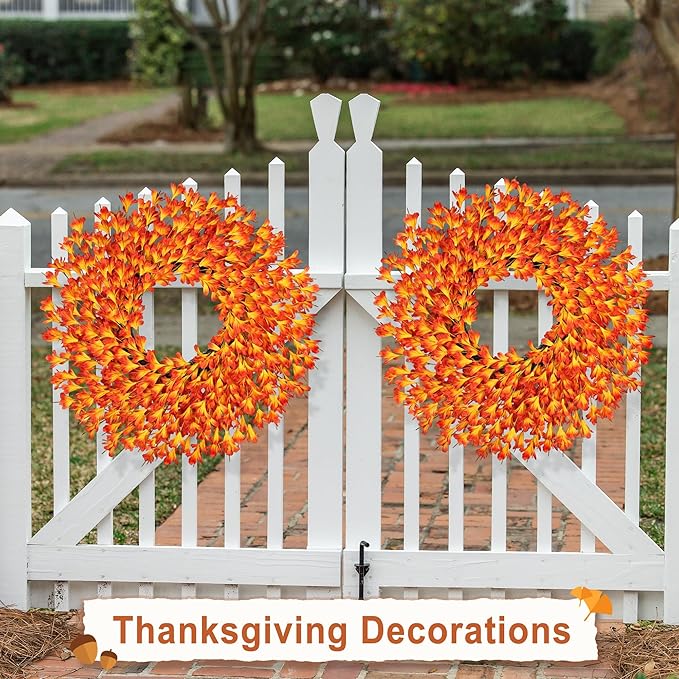 26 Inch Fall Wreaths for Front Door Outside，Realistic Autumn Wreath Outdoor，Large Halloween Thanksgiving Artificial Flowers Wreath，Fall Decorations for Home Front Porch Yard Window Farmhouse Decor