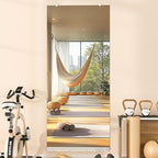 Hasipu Home Gym Mirror, 63"x28" Each, 1-Pack Frameless Wall Mounted Mirrors with Glass Clamps & 1 Aluminum Rail, Large Body Mirror for Home Gym, Yoga Studio, Bedroom, Silver Tempered Glass