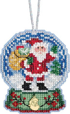 Santa Claus Snow Globe Beaded Counted Cross Stitch Charmed Ornament Kit Mill Hill 2019 Snow Globes MH161931