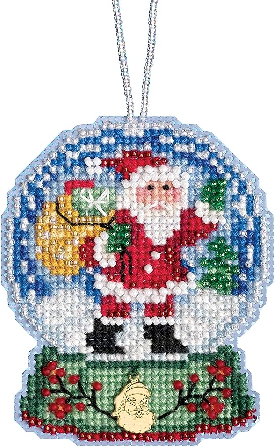 Santa Claus Snow Globe Beaded Counted Cross Stitch Charmed Ornament Kit Mill Hill 2019 Snow Globes MH161931
