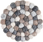 Round Felt Ball Coasters - 100% Merino Wool Table Coasters - Felt Coaster Pads, Absorbent Trivet for Drinks - Heat Resistant, Thick & Durable Hand Felted - Woolygon - Multicolor Set of 5 (Pebbles)