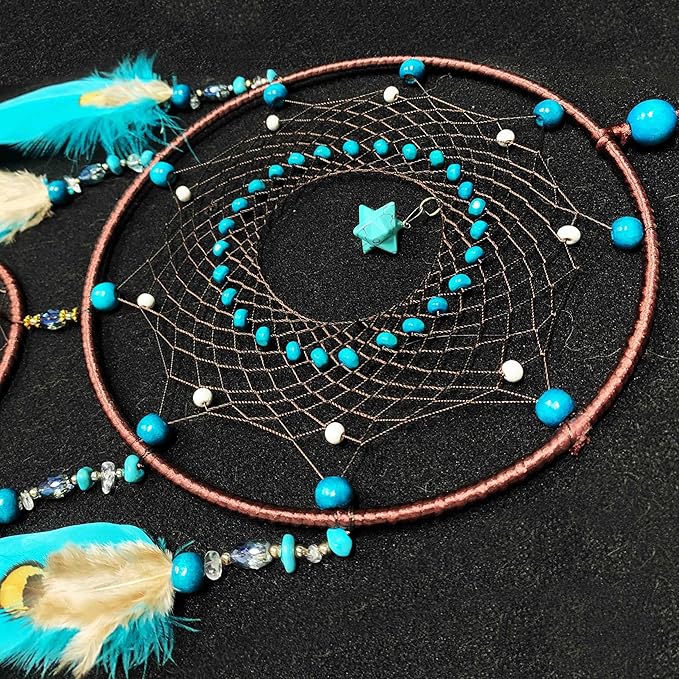 Large Dream Catchers for Bedroom,Dream Catchers for Adults, Dream Catcher Wall Hangings,Boho Dream Catcher Wall Decor Turquoise Handmade Hanging Ornament Home Decoration Party Blessing Festival Gift