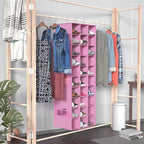 coastal rose Hanging Shoe Organizer for Closet, 30 Sections Hanging Closet Organizers and Storage Shelves Space Saving Shoe Racks Holder Pink,17" W×11.5" Dx 48" H