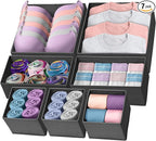 Reli. Drawer Organizer for Clothes (7 Pack) | Gray Dresser Organizer for Clothing | Foldable Fabric Drawer Bins for Bras, Nursery, Baby Clothes, Underwear, Socks | Dresser Storage Dividers