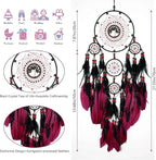 Large Dream Catchers, Boho Handmade Native Macrame Dream Catchers Wall Hanging for Bedroom Living Room Dorm Room Decor, Adults Wedding Party Decor, Festival Blessing Gift (Red & Black)