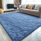 OLANLY 5x7 Machine Washable Large Area Rugs for Living Room, Bedroom, Soft Fluffy Shaggy Bedside Rug, Indoor Floor Carpet for Kids Girls and Boys, Dorms, Nursery, Home Decor Aesthetic, Blue