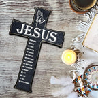 Cross Wall Decor - Black Scripture Wooden Cross For Wall - Gothic Wooden Hanging Signs Christian Easter Decor for Home Office Church Baptism - Christian Gifts for Men Women (Jesus) - A08