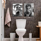 Framed Funny Bathroom Canvas Wall Art Set of 2 - Black and White Vintage Comedy Movies Posters, Funny Toilet Humour Smell Wall Decor Prints for Bathroom Decor 12x16in