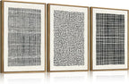 BINCUE Abstract Line Wall Art Set of 3 Modern Neutral Black Wall Decor Geometric Minimalist Artwork Framed Black Wall Pictures Abstract Black Wall Art Neutral Minimalist Artprints for Living Room Bedroom Office Bathroom 24"x36" Gift