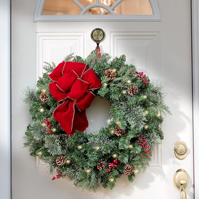 Haute Decor Attract Pinch-Free Magnetic Wreath Hanger (Antique Brass) - 1 Pack - for Metal Doors and Surfaces Around Home, Office, Garage, School