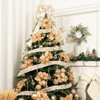SLK 16-Pack Artificial Glitter Berry Stem Ornaments, Christmas Decorative Glittery Twigs, Picks, Branches for Tree, Wreath, Small Vase, Halloween Party (Champagne Gold)
