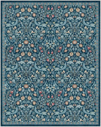Moynesa Floral Washable 8x10 Rug, Large Area Rugs for Living Room, Soft 8 x 10 Boho Bedroom Rugs, Non Slip Botanical Ultra Thin Floor Carpet for Dining Room Nursery, Teal