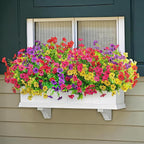 Artificial Fake Flowers Plants for Outdoors Spring Summer Decor,16 Bundles Faux Flowers Plant Silk Daisy UV Resistant for Outside Planters Front Porch Patio Yard Garden Home(Red,Purple,Yellow,Fuchsia)