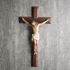 BC Catholic Crucifix Wall Cross, 12" H Jesus Christ Cross Home Decor, Religious Devout Gift, Wood Carve Looking, Hand Painted by Buildclassic