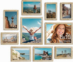 Vittanly Picture Frames Set of 10, Picture Frames Collage Wall Decor with Two 8x10, Four 5x7, and Four 4x6 Photo Frames, Gallery Wall Frame Set for Wall or Tabletop Display, Light Wood