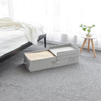 Foldable Under Bed Organizer with Double Folding Lid, Closet Organizers and Storage Bins for Blanket, Clothing, Comforter, Sweaters, Pillows, Linen Sheets, Wrapping Paper, Gray