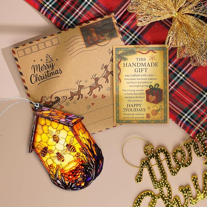 Honeycomb Ornaments, Bee Ornament for Christmas Tree, Unique Bee Gifts 2026, Cute Beehive Decoration for Home and Holiday, Christmas Ornaments for Animal Lovers, Nature Inspired Hanging Ornament