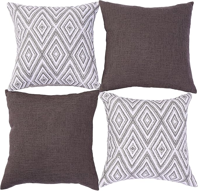 HPUK Decorative Throw Pillow Covers Set of 4 Couch Pillows Accent Cushion Cover for Couch Sofa Living Room, 20"x20" inches, Natural