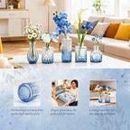 Der Rose Blue Glass Bud Vases Set of 30, Small Bud Vases for Flowers, Rustic Wedding Centerpieces and Home Decor