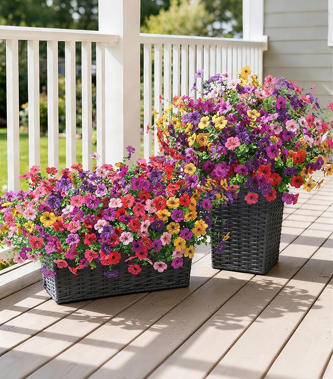 Ivydale Artificial Flowers for Outdoor 24 Bundles Fake Mums UV Resistant Silk Daisy Faux Plants for Outside Planter Home Porch Patio Window Box Decor, 6 Color Mixed