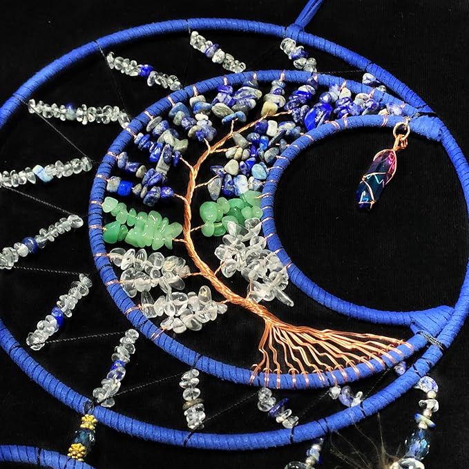 Dream Catchers for Adults,Dream Catchers Boys,Dream Catcher Wall Hangings,Crystal Tree of Life Dream Catcher,Large Moon Design Wall Hanging for Bedroom,Home Decor