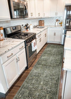Lahome Dark Green Runner Rugs for Hallway 2x10, Washable Stain Resistant Kitchen Runner Rug 10ft, Rubber Backed Non Slip Carpet for Entryway Back Sliding Door