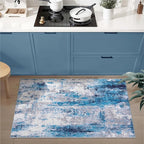 Ciicool Modern Abstract Area Rug 2x3 Washable Small Entryway Rugs, Non-Slip Low Pile Throw Rug, Foldable Kitchen Bathroom Rugs, Grey Blue Floor Carpet for Entrance Bedroom Indoor Doormat