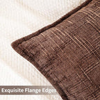 HPUK Fall Chenille Soft Throw Pillow Covers 18x18 Set of 2, Accent Cushion Covers for Living Room, Bedroom, Decorative Solid Color Pillow Covers for Couch, Sofa, Chair, Chocolate