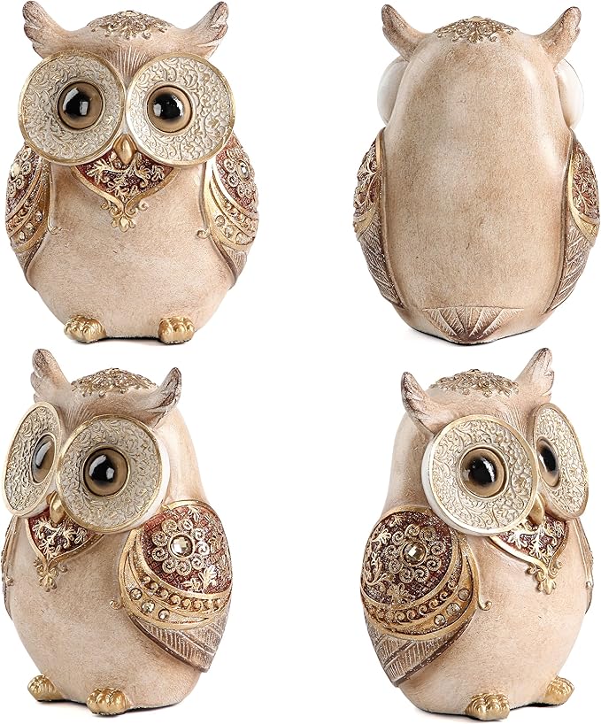 Smadeer Owl Statue for Home Decoration for Shelf Bookshelf OfficeTable Indoor Decor Accents Adorable Big Eye Owl Statues and Sculptures Animal Owls Gift for Bird Lover Cute Figurine