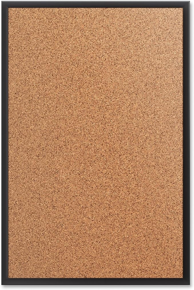 Quartet Cork Bulletin Board 48"W x 36"H Pin Board, Black Aluminum Frame (2304B)
