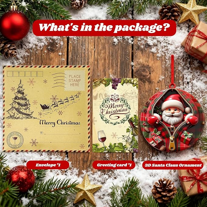 3D Santa Ornaments for Christmas Tree,Christmas Tree Fun Santa Decorations, Resin Funny Holiday Decoration, Christmas Ornaments Hanging Decoration Gift