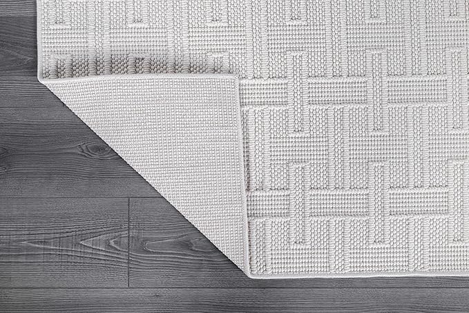 Micro Loop Indoor Rug White 5x7 Boho Geometric Neutral Area Rugs for Living Room Soft Luxury Modern Low and High Pile Durable Stain Resistant Non-Shedding Indoor Area Carpet 5 x 7