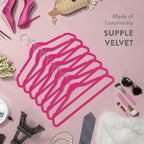 Zober Velvet Hangers 50 Pack - Heavy Duty Pink Hangers for Coats, Pants & Dress Clothes - Non Slip Clothes Hanger Set - Space Saving Felt Hangers for Clothing