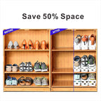Shoe Slots Organizer, 12PCS Adjustable Double Layer Stack Shoe Rack, 50% Space-Saving Storage Rack Holder, White