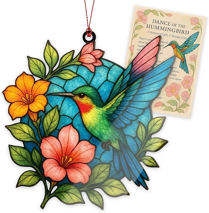Hummingbird Gifts for Women - Christmas Ornament 2026 - Beautiful Christmas Ornaments Decorative Hummingbird with Meaningful Story Card Humming Bird Valentines Birthday Teacher Gift