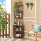 VECELO Corner Cabinet, Tall Storage Shelf, Bookshelf Display Shelves Rack for Living Room, Kitchen, Balcony, Small Space