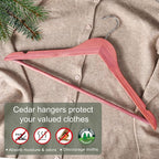 TOPIA HANGER American Red Cedar Wooden Hangers 30 Pack, Clothes Hangers for Closet, Wood Suit Hangers with Smooth Cut Notches, 360°Flexible Hook, Non-Slip Pants Bar(Natural)-CT07C30