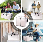 6 Pack Heavy Duty Extra Large Moving Bags W/Backpack Straps - Strong Handles & Zippers, Storage Totes For Space Saving, Fold Flat, Alternative to Box and Bin (40 gal, Semi-Transparent)