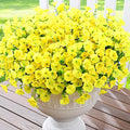 Waipfaru Artificial Flowers for Outdoors, 24 Bundles Faux Plants Outdoor, UV Resistant Artificial Plants, Silk Petunias Fake Flowers for Outside Home Decor Planter Porch Decoration, Yellow
