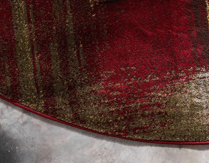 Unique Loom Barista Collection Area Rug - Timor (8' Round, Multi/ Red)