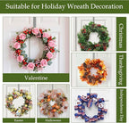 2 Pack Wreath Hangers for Front Door,12 Inch Wreath Hanger Hook for Front Porch Decor,Metal Over The Door Hooks Hanger for Halloween Fall Christmas Decorations Outdoor Indoor Home Decor,Silver