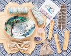 Home Cleansing & Smudging Kit with White Sage, Palo Santo, Abalone & Stand, Smudge Feather & Guide - Smudge Kit with Sage Smudge Sticks