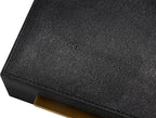 Kingflux Black Shagreen Leather Decorative Box, Storage Box Jewelry Organizer, Woment&Men's Accessory Organizer With Matt Golden Stainless Steel Handle (Black)